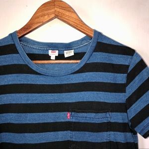 Levis Black & Blue Striped Tee